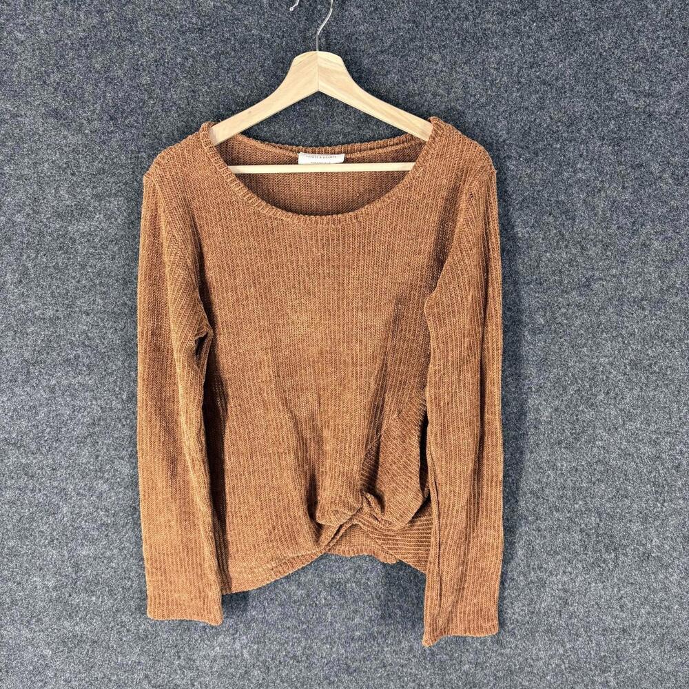 Saints & Hearts Sweater Pullover Women S Small Brown Knit Long Sleeve Casual